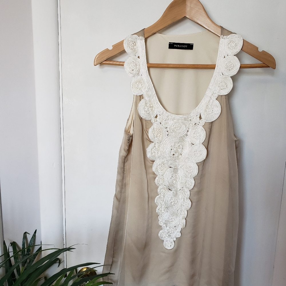 Peridot/ Boho Applique Sleeveless Top